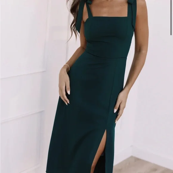 Petal & Pup | Dresses | Petal Pup Dark Green Sleeveless Midi Dress With  Slit | Poshmark